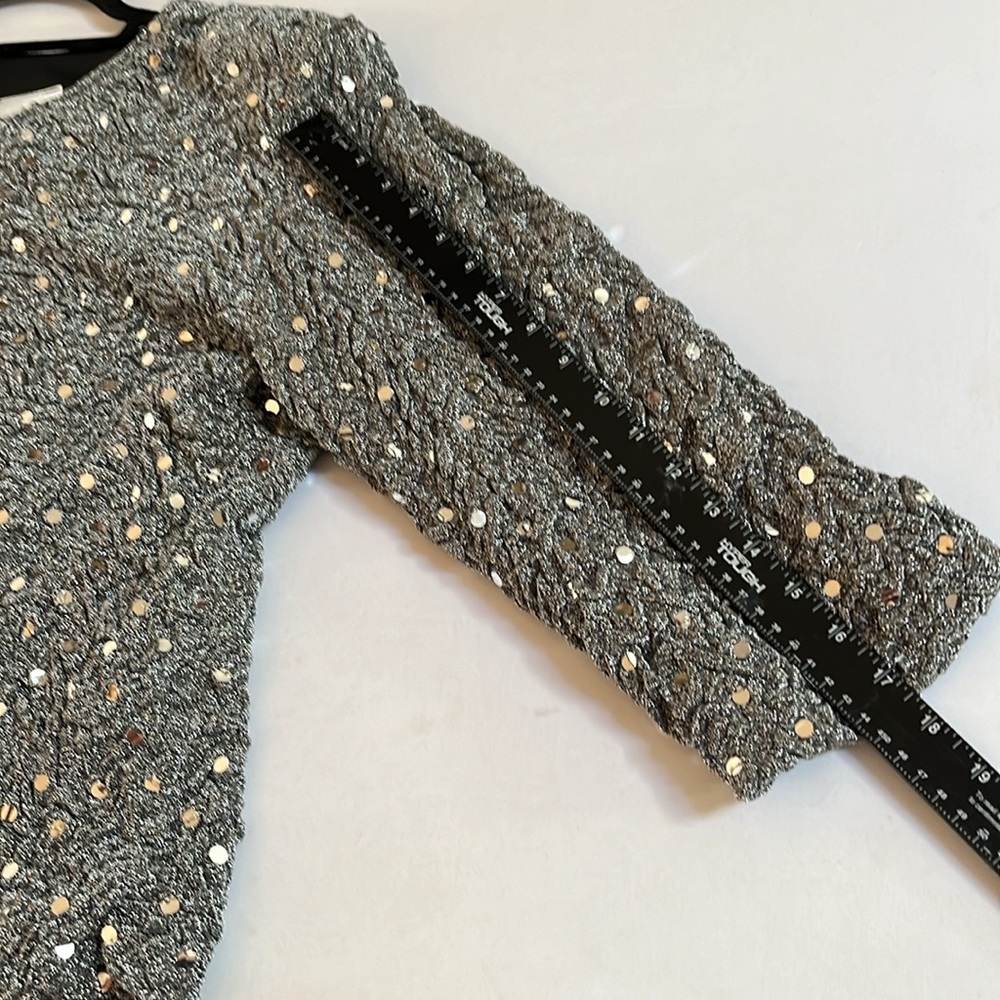 Joseph Ribkoff size 16 silver zip front dressy jacket with silver sequin detail - Picture 6 of 12